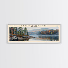 Cargar imagen en el visor de la galería, Castle Rock Lake Wisconsin Framed Canvas Print, Lake House Art, Panoramic Wall Art, Travel Poster, Modern Lake Painting, Home Decor
