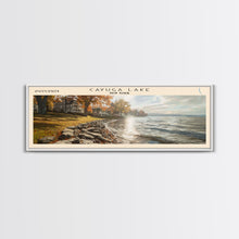 Cargar imagen en el visor de la galería, Cayuga Lake New York Framed Canvas Print, Lake House Art, Panoramic Travel Poster, Wide Wall Art, Modern Lake Painting, Home Decor

