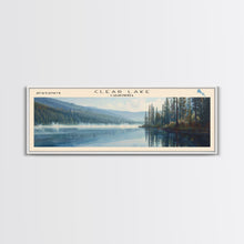 Cargar imagen en el visor de la galería, Clear Lake Framed Canvas Print, Lake House Art, Panoramic Wide Art, Travel Poster, Rustic Lake Painting, Home Decor
