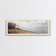 Cargar imagen en el visor de la galería, Conestoga Lake Nebraska Framed Canvas Print, Panoramic Lake House Decor, Wide Wall Art, Travel Poster, Modern Lake Painting, Nature Art
