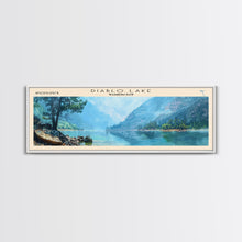 Load image into Gallery viewer, Diablo Lake Washington Framed Canvas Print, Lake House Art, Panoramic Wall Art, Travel Poster, Minimalist Lake Painting, Home Decor
