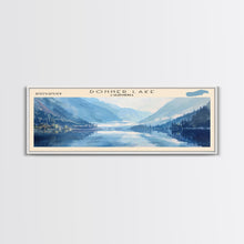 Load image into Gallery viewer, Donner Lake California Framed Canvas Print, Lake House Decor, Panoramic Wall Art, Travel Poster, Modern Lake Painting, Nature Art
