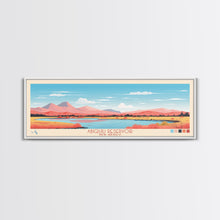 Carregar imagem no visualizador da galeria, Abiquiu Reservoir New Mexico Framed Canvas Print, Panoramic Wall Art, Midcentury Modern, Pop Art, Travel Poster, Living Room Art

