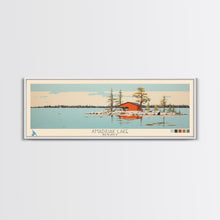 Carregar imagem no visualizador da galeria, Amadjuak Lake Nunavut Framed Canvas Print, Panoramic Travel Poster, Pop Art, Midcentury Modern Wall Art, Lake House Art
