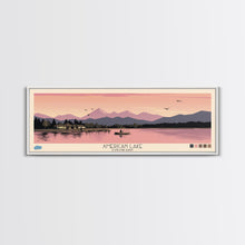 Carregar imagem no visualizador da galeria, American Lake Colorado Framed Canvas Print, Panoramic Travel Poster, Pop Art, Midcentury Modern Wall Art, Scenic Bedroom Art
