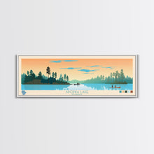 Carregar imagem no visualizador da galeria, Apopka Lake Florida Framed Canvas Print, Panoramic Travel Poster, Midcentury Modern Wall Art, Pop Art, Nature Living Room Art
