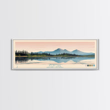Carregar imagem no visualizador da galeria, Atlin Lake British Columbia Framed Canvas Print, Panoramic Travel Poster, Midcentury Modern Wall Art, Pop Art, Bedroom Decor
