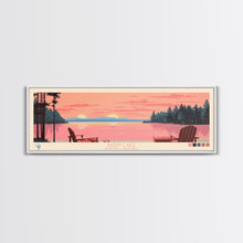 Carregar imagem no visualizador da galeria, Badin Lake North Carolina Framed Canvas Print, Panoramic Wall Art, Midcentury Modern, Pop Art, Travel Poster, Scenic Bedroom Art
