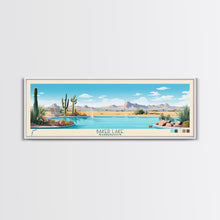 Carregar imagem no visualizador da galeria, Baker Lake Washington Framed Canvas Print, Panoramic Travel Poster, Midcentury Modern Wall Art, Pop Art, Nature Living Room Art

