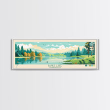 Load image into Gallery viewer, Banks Lake Washington Framed Canvas Print, Panoramic Wall Art, Midcentury Modern, Pop Art, Travel Poster, Scenic Lake House Art
