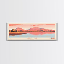 Load image into Gallery viewer, Bartlett Lake Arizona Framed Canvas Print, Panoramic Wall Art, Midcentury Modern, Pop Art, Travel Poster, Scenic Bedroom Art
