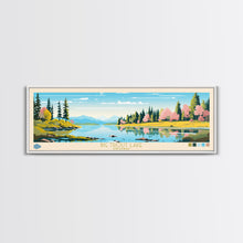 Carregar imagem no visualizador da galeria, Big Trout Lake Ontario Framed Canvas Print, Panoramic Travel Poster, Midcentury Modern Wall Art, Pop Art, Nature Living Room Art, Lake House Decor
