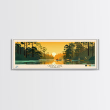 Carregar imagem no visualizador da galeria, Caddo Lake Louisiana Framed Canvas Print, Pop Art Panoramic Travel Poster, Midcentury Modern, Wall Art, Scenic Nature Painting, Bedroom Decor
