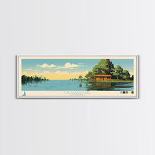 Carregar imagem no visualizador da galeria, Calcasieu Lake Louisianna Framed Canvas Print, Pop Art Panoramic Travel Poster, Midcentury Modern, Wall Art, Scenic Nature Painting, Bedroom Decor
