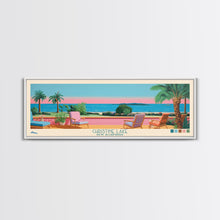 Cargar imagen en el visor de la galería, Christine Lake New Hamphire Framed Canvas Print, Pop Art Panoramic Travel Poster, Midcentury Modern, Wall Art, Scenic Nature Painting, Bedroom Decor, Living Room Art
