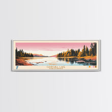 Cargar imagen en el visor de la galería, Churchill Lake Saskatchewan Framed Canvas Print, Midcentury Modern Panoramic Wall Art, Living Room Decor, Pop Art, Travel Poster Art, Scenic Nature Painting, Lake House Decor
