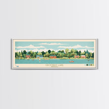 Load image into Gallery viewer, Crooked Lake Indiana Framed Canvas Print, Midcentury Modern Panoramic Wall Art, Living Room Decor, Pop Art, Travel Poster Art, Scenic Nature Painting, Lake House Decor

