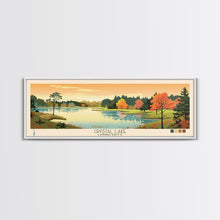 Load image into Gallery viewer, Crystal Lake Connecticut Framed Canvas Print, Pop Art Panoramic Travel Poster, Midcentury Modern, Wall Art, Scenic Nature Painting, Bedroom Decor, Living Room Art
