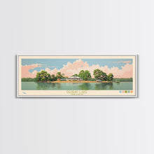 Load image into Gallery viewer, DeGray Lake Arkansas Framed Canvas Print, Midcentury Modern Panoramic Wall Art, Bedroom Decor, Pop Art, Travel Poster Art, Scenic Nature Painting
