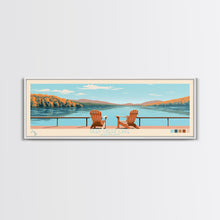 Load image into Gallery viewer, Deep Creek Lake Maryland Framed Canvas Print, Midcentury Modern Panoramic Wall Art, Living Room Decor, Pop Art, Travel Poster Art, Scenic Nature Painting
