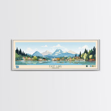 Load image into Gallery viewer, East Lake Oregon Framed Canvas Print, Panoramic Landscape Art, Midcentury Modern, Pop Art, Living Room Wall Art, Travel Poster, Beautiful Nature Art
