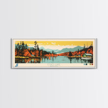 Load image into Gallery viewer, Echo Lake Montana Framed Canvas Print, Panoramic Wall Art, Midcentury Modern, Pop Art, Living Room Decor, Travel Poster, Nature Art
