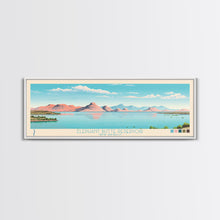 Load image into Gallery viewer, Elephant Butte Reservoir New Mexico Framed Canvas Print, Panoramic Wall Art, Midcentury Modern, Pop Art, Living Room Decor, Travel Poster, Lake Art
