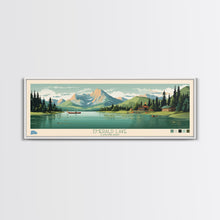 Load image into Gallery viewer, Emerald Lake Colorado Framed Canvas Print, Panoramic Art, Midcentury Modern, Pop Art, Living Room Wall Art, Travel Poster, Lake Art

