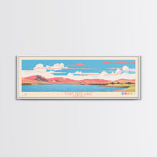 Load image into Gallery viewer, Fort Peck Lake Montana Framed Canvas Print, Panoramic Wall Art, Midcentury Modern, Pop Art, Bedroom Decor, Travel Poster, Nature Art, Artistic Decor
