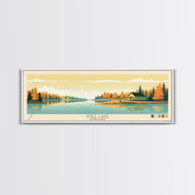 Load image into Gallery viewer, Knee Lake Manitoba Framed Canvas Print, Panoramic Wall Art, Midcentury Modern, Pop Art, Bedroom Art, Travel Poster, Lake House Art
