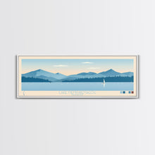 Load image into Gallery viewer, Lake Memphremagog Vermont Framed Canvas Print, Panoramic Wall Art, Midcentury Modern, Pop Art, Bedroom Art, Travel Poster, Lake House Decor
