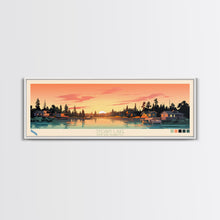 Load image into Gallery viewer, Sylvan Lake, South Dakota Framed Canvas Print, Lake House Art, Midcentury Modern Decor, Pop Art, Travel Poster, Living Room Wall Art
