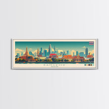 Load image into Gallery viewer, Bangkok, Thailand Travel Poster Panoramic Canvas Print, Bangkok, Thailand Painting, Thailand Art, Bangkok Travel Art, Guest Room Painting
