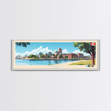 Load image into Gallery viewer, Barrie, Canada Panoramic Travel Poster Canvas Print, Barrie, Canada Painting, Canada Art, Barrie Panoramic Travel Art, Travel Painting

