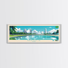 Load image into Gallery viewer, Brasilia, Brazil Panoramic Travel Poster Canvas Print, Brasilia, Brazil Painting, Brazil Art, Brasilia Panoramic Travel Art, Travel Painting
