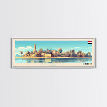 Load image into Gallery viewer, Damietta, Egypt Panoramic Travel Poster Canvas Print, Damietta, Egypt Painting, Egypt Art, Damietta Panoramic Travel Art, Travel Painting
