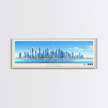 Load image into Gallery viewer, Dubai, United Arab Emirates Panoramic Travel Poster Canvas Print, Dubai, United Arab Emirates Painting, United Arab Emirates Art, Dubai Travel Art, Living Room Painting
