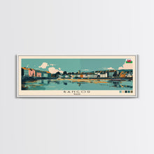 Load image into Gallery viewer, Bangor, Wales Panoramic Canvas Print, Bangor, Wales Painting, Wales Art, Bangor Travel Poster, Travel Art, Housewarming Gift
