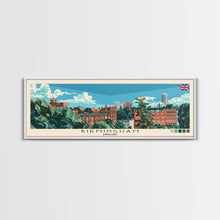 Cargar imagen en el visor de la galería, Birmingham, England Panoramic Canvas Print, Birmingham, England Painting, England Art, Birmingham Travel Poster, Travel Art, Guest Room Painting
