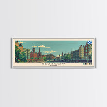 Load image into Gallery viewer, Glasgow, Scotland Panoramic Canvas Print, Glasgow, Scotland Painting, Scotland Art, Glasgow Travel Poster, Travel Art, Living Room Painting
