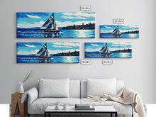 Cargar imagen en el visor de la galería, Come Sail Away - Panoramic Sail Boat Art - Framed Canvas Print - Oil Painting Reprint - Framed Art - Sailing On The Open Ocean
