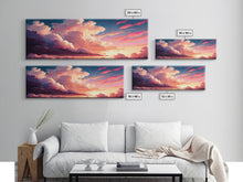 Carregar imagem no visualizador da galeria, Beautiful Panoramic Framed Canvas Print of Red and Pink Clouds and Sunset, Framed Wall Art, Wall Decor, Living Room Art
