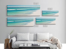 Load image into Gallery viewer, Blue Beach and Ocean Waves Panoramic Framed Canvas Print - Perfect for Living Room, Bedroom, Office Decor
