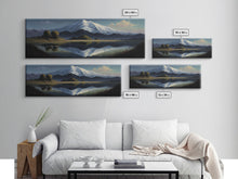 Cargar imagen en el visor de la galería, Contemporary Mountain Oil Painting Framed Canvas Print | Huge Wall Decor | Panoramic Nature / Landscape Painting | Wood Frame Art
