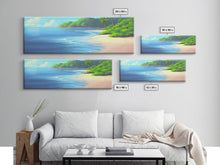 Carregar imagem no visualizador da galeria, Canvas Tropical Beach Wall Art, Seashore, Palm Trees, Island, Beach Scene Art Print, Wall Decor, Green, Panoramic, Wall Art, Canvas Print
