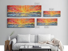 Carregar imagem no visualizador da galeria, Abstract Beach Wall Art, Colorful Abstract Nature, Framed Abstract Print Art, Sunset, Beach, Vibrant Art, Panoramic, Wall Art, Canvas Print

