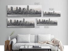 Cargar imagen en el visor de la galería, Cityscape Wall Art, City Skyline Wall Art, Black And White Large Art Print, Wall Decor, Framed Canvas, Panoramic, Wall Art, Canvas Print
