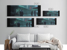 Cargar imagen en el visor de la galería, City Canvas Art Print, City Art, Dark Night Street Art, Urban Art, Neon Lights In City, Large Urban Art, Panoramic, Wall Art, Canvas Print

