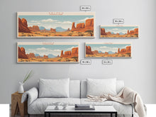 Carregar imagem no visualizador da galeria, Arches National Park, Panoramic Utah Travel Art, National Park Print, Minimalist Travel Art, Midcentury Modern Style Landscape
