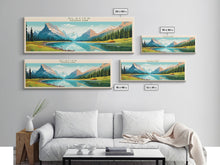 Carregar imagem no visualizador da galeria, Glacier National Park, Panoramic Montana Travel Art, National Park Print, Minimalist Travel Art, Midcentury Modern Style Landscape
